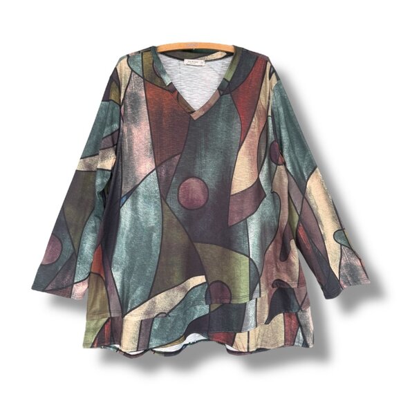 Jess & Jane V-Neck Artsy Tunic NWT - Picture 1 of 8